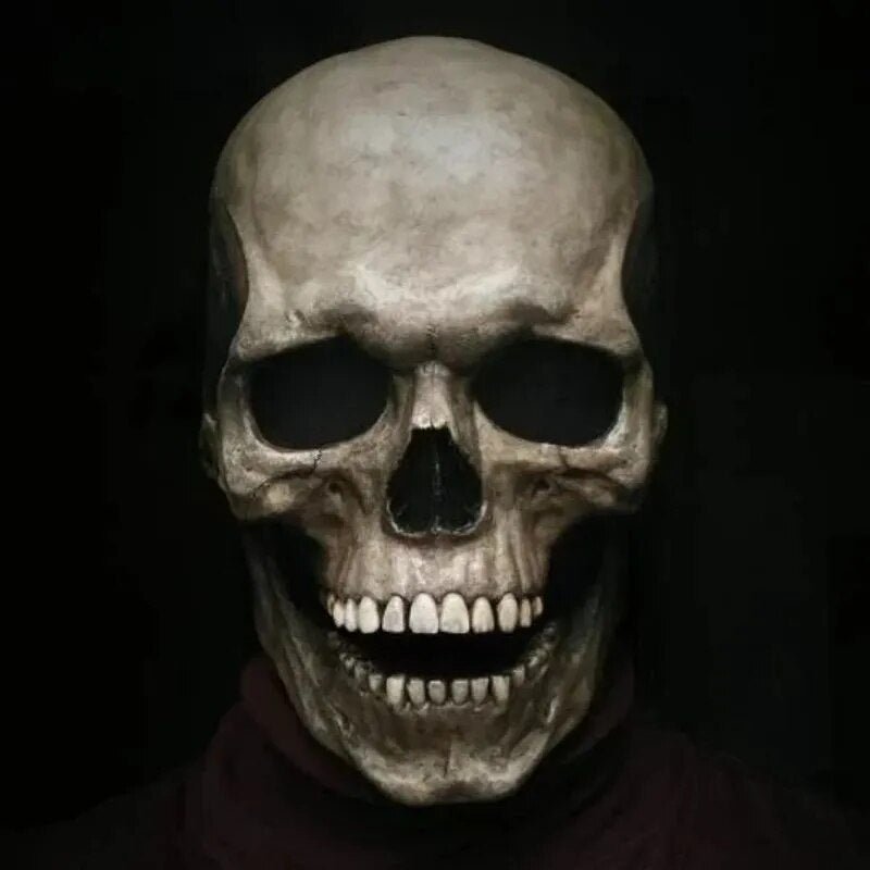 Movable Jaw Full Head Latex Skull Mask for Halloween