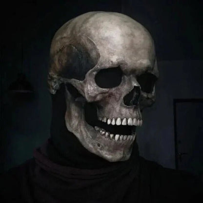 Movable Jaw Full Head Latex Skull Mask for Halloween