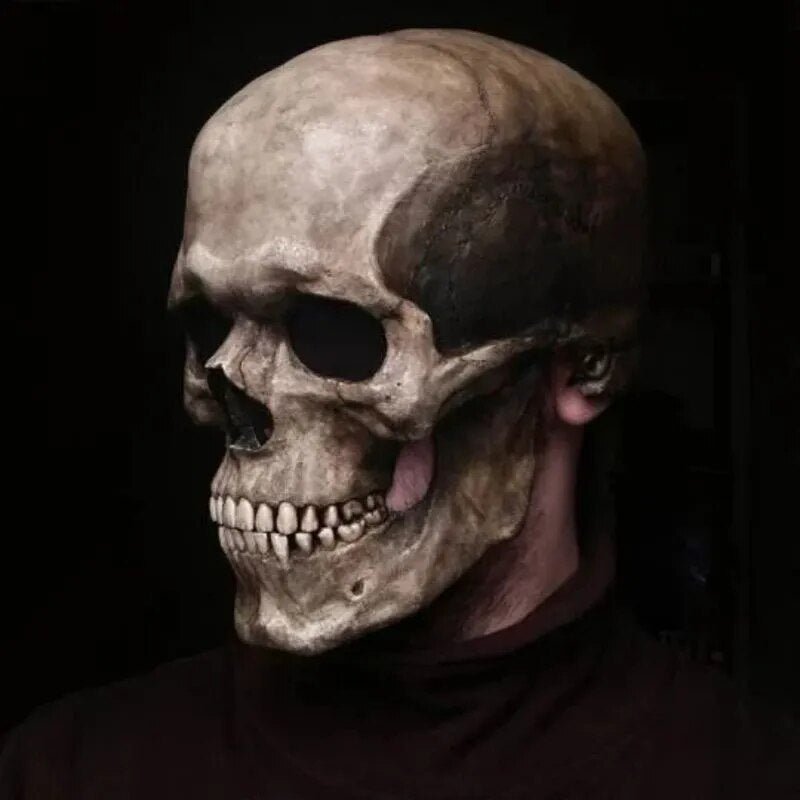 Movable Jaw Full Head Latex Skull Mask for Halloween