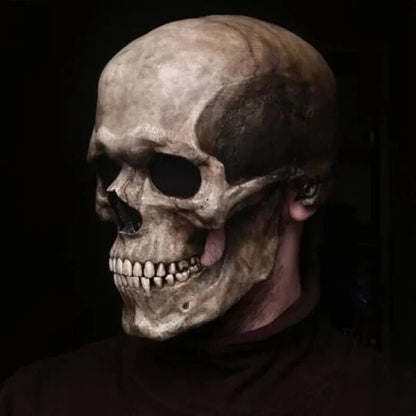 Movable Jaw Full Head Latex Skull Mask for Halloween