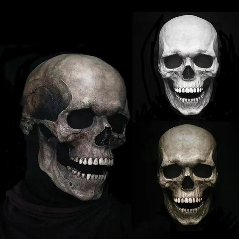 Movable Jaw Full Head Latex Skull Mask for Halloween