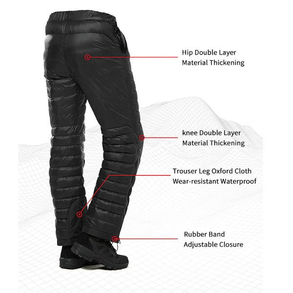 Insulated Pants with Full Length Side Zippers and Water Resistant Lower Legs