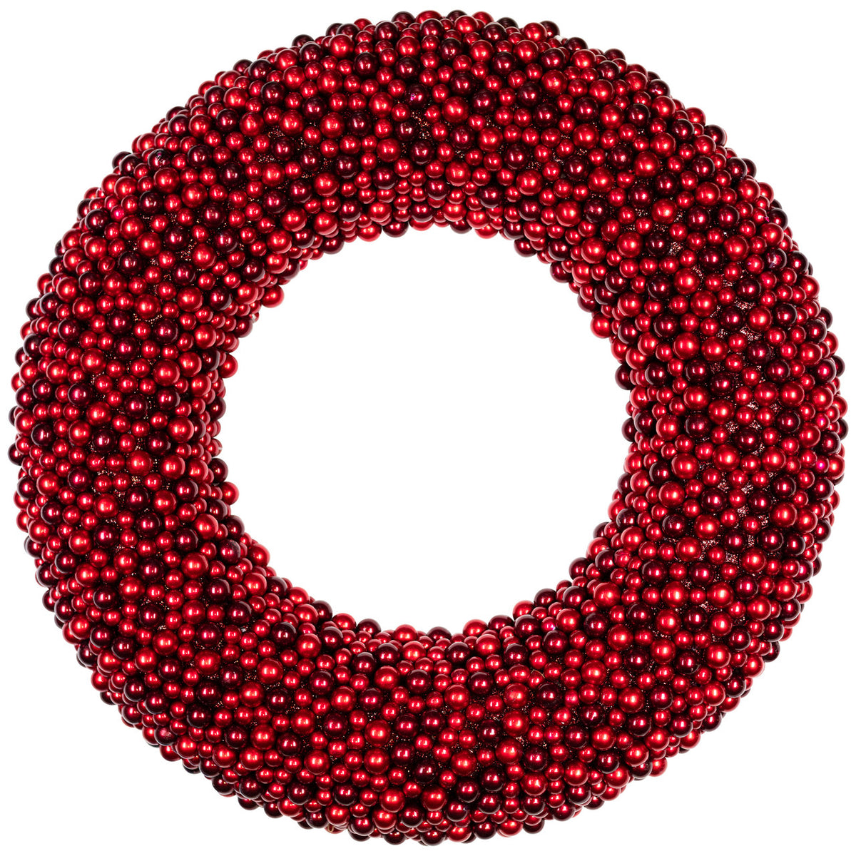 Shiny Red Berry Holiday Wreath with Glittered Foam Base 20 Inch