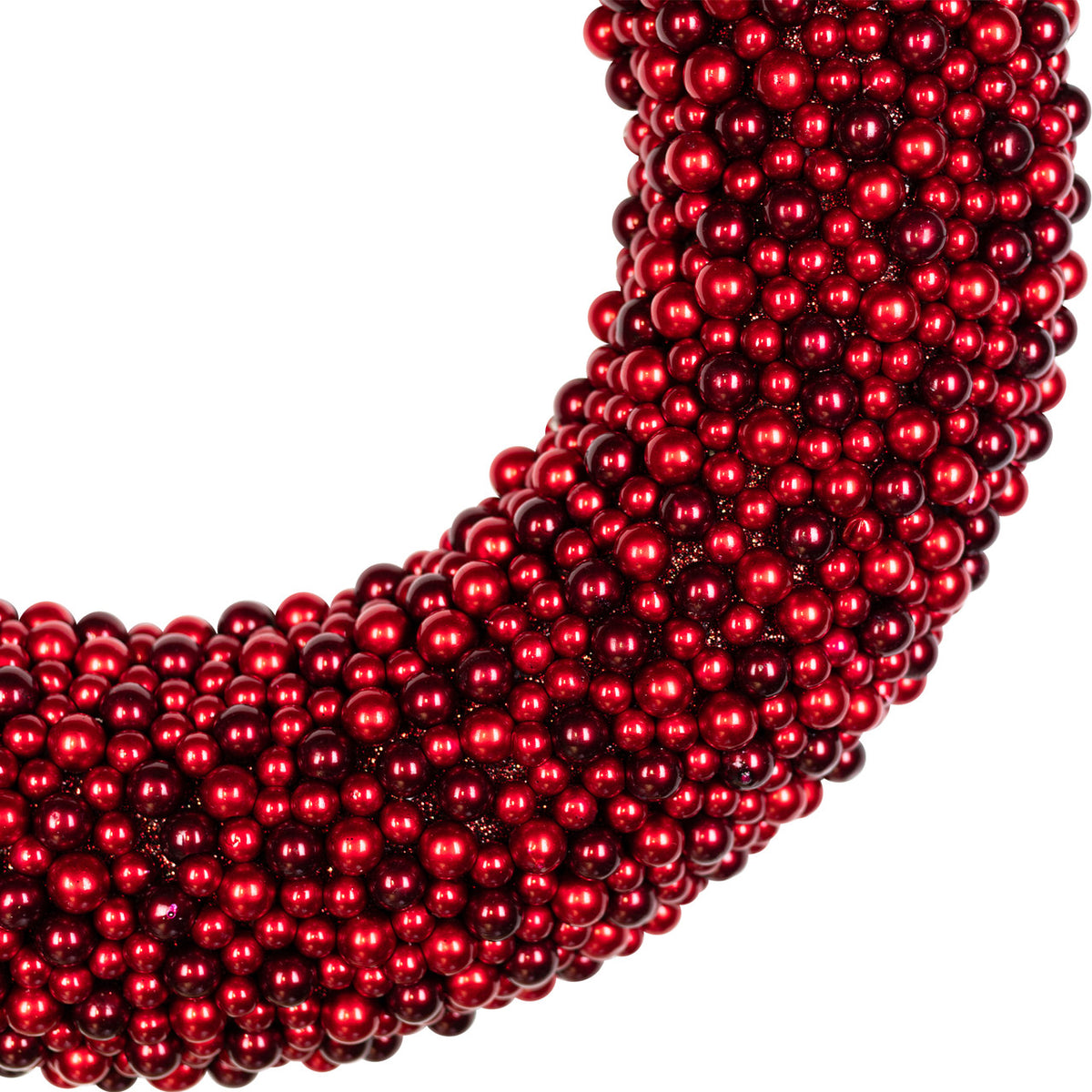 Shiny Red Berry Holiday Wreath with Glittered Foam Base 20 Inch