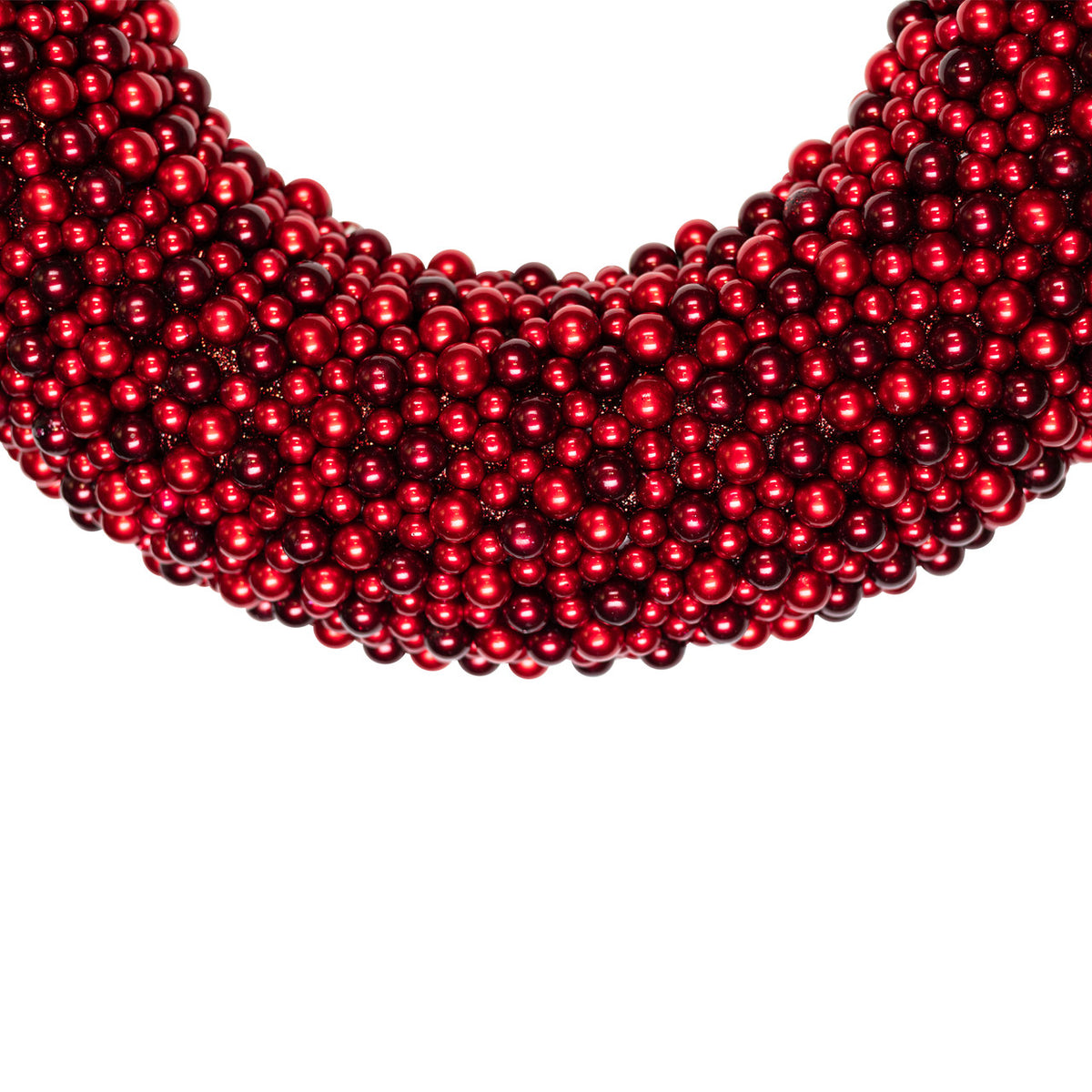 Shiny Red Berry Holiday Wreath with Glittered Foam Base 20 Inch