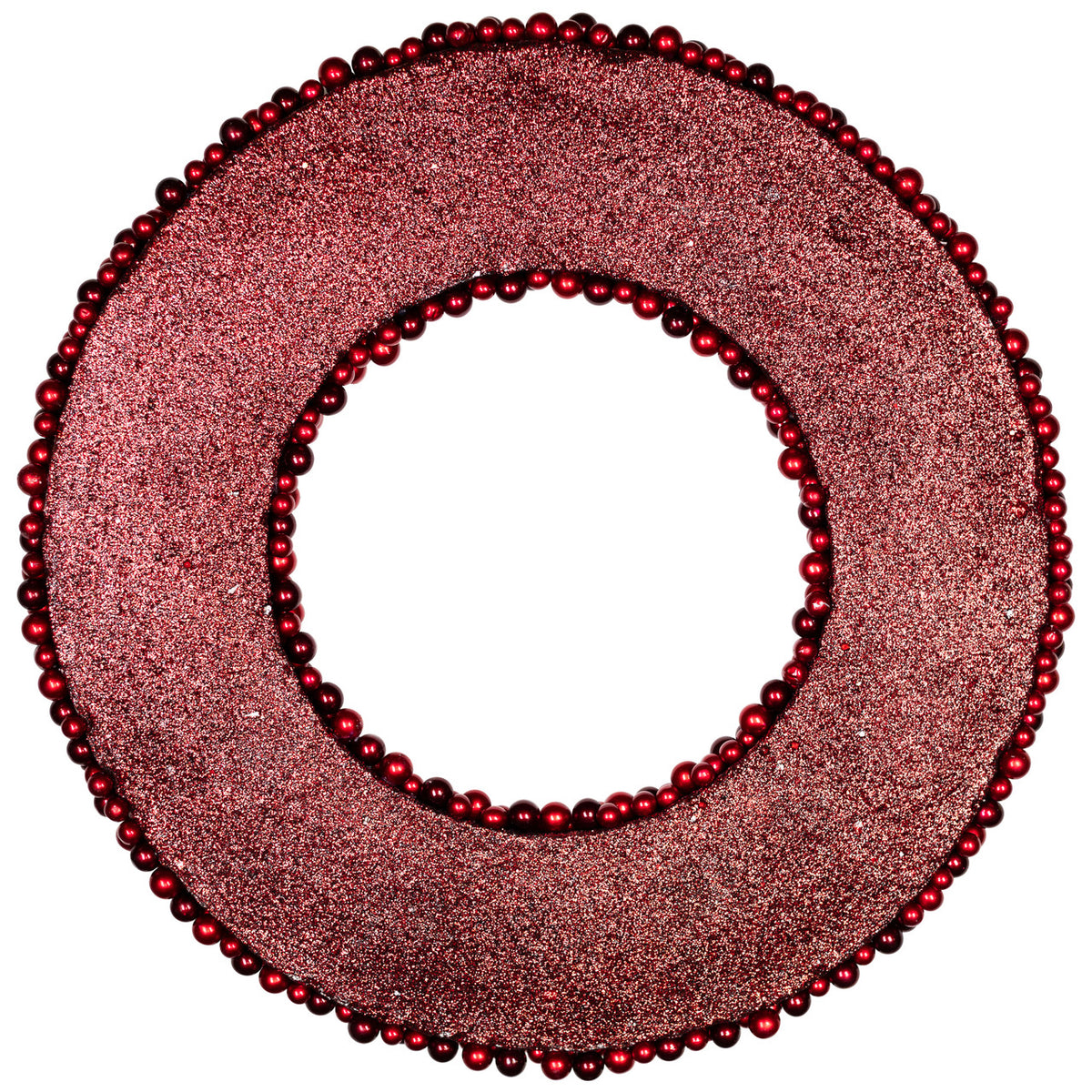 Shiny Red Berry Holiday Wreath with Glittered Foam Base 20 Inch