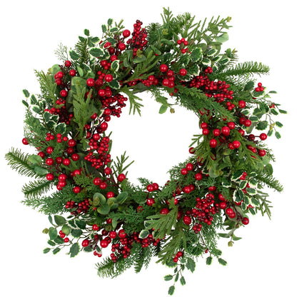 Cedar Eucalyptus and Pine Holiday Wreath with Grapevine Back 30 Inch