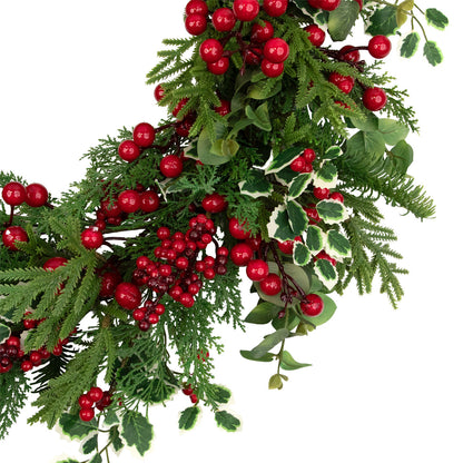 Cedar Eucalyptus and Pine Holiday Wreath with Grapevine Back 30 Inch