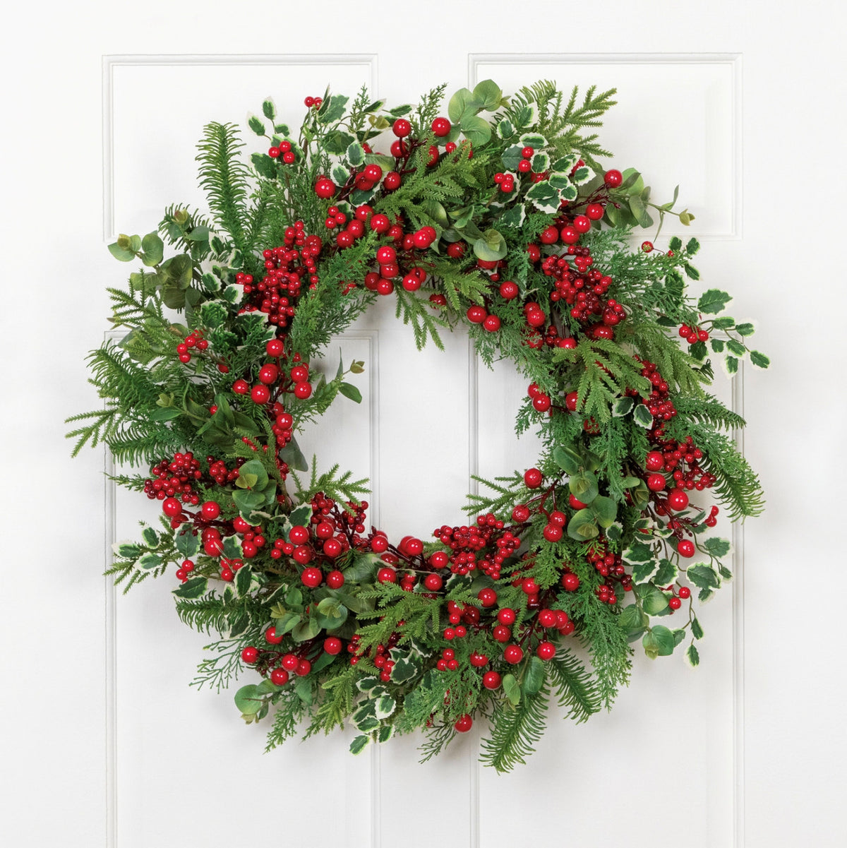 Cedar Eucalyptus and Pine Holiday Wreath with Grapevine Back 30 Inch