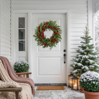 Cedar Eucalyptus and Pine Holiday Wreath with Grapevine Back 30 Inch