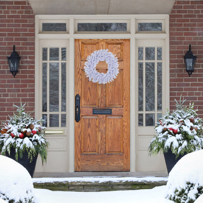 Snow White Mini Christmas Wreath with 90 Tapered Tips 20 Inch