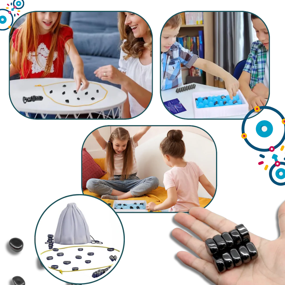 Magnetic Placement Strategy Game with Adjustable Rope Boundary and Storage Bag
