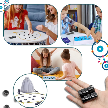 Magnetic Placement Strategy Game with Adjustable Rope Boundary and Storage Bag