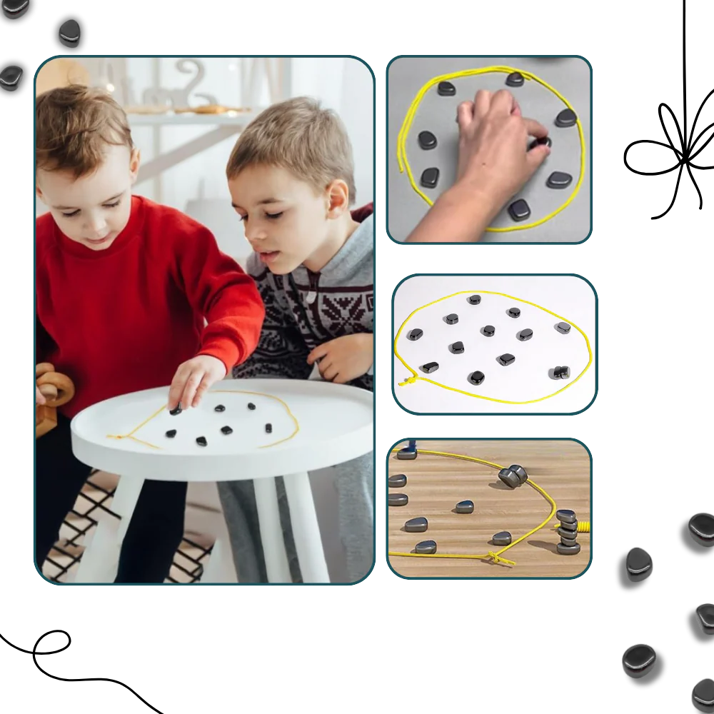 Magnetic Placement Strategy Game with Adjustable Rope Boundary and Storage Bag
