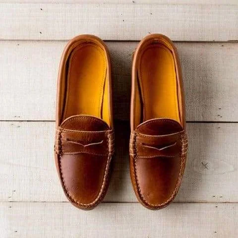 Womens Slip On Loafers with Round Toe and Low Heel, Synthetic Leather