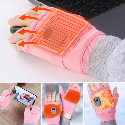 Heated Gloves with 3 Temperature Settings and Type C Charging, Fingerless Design