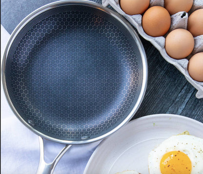 Stainless Steel Frying Pan with Pixel Pattern Surface and Scratch Resistant Coating
