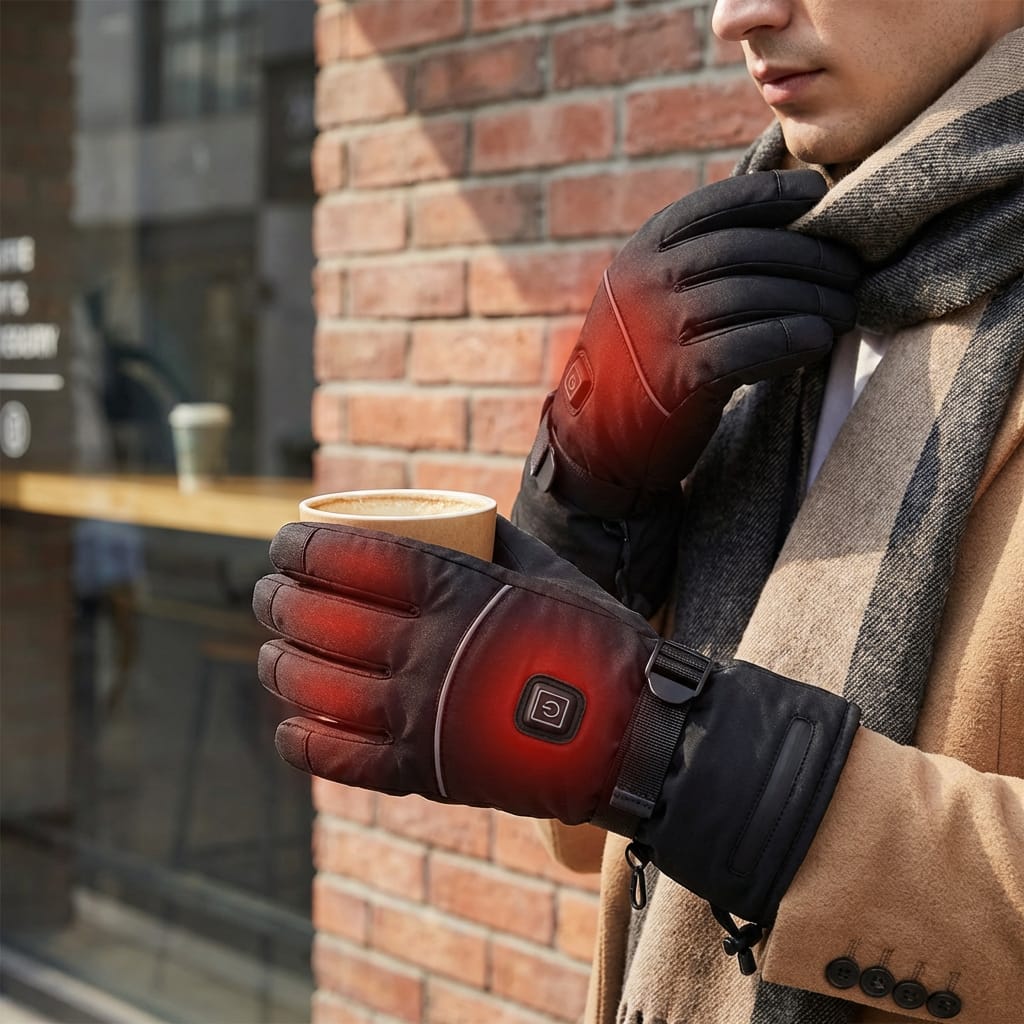 Rechargeable Heated Gloves with 3 Heat Levels and Water Resistant Shell