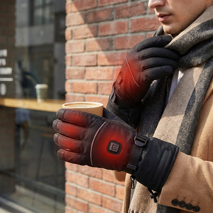 Rechargeable Heated Gloves with 3 Heat Levels and Water Resistant Shell