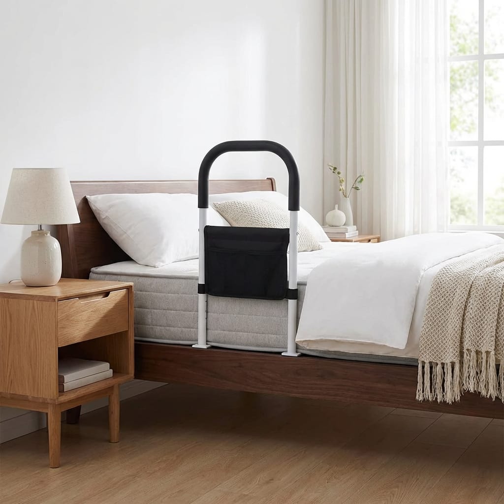 Bedside Assist Handle with Padded Grip and Adjustable Height for Home Bedrooms