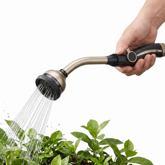 Metal Garden Hose Wand with 10 Spray Patterns and Rubber Grip Handle