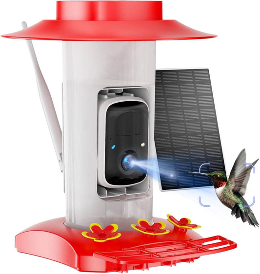 Solar Powered Hummingbird Feeder Camera with 2K Video and Wi Fi App Alerts