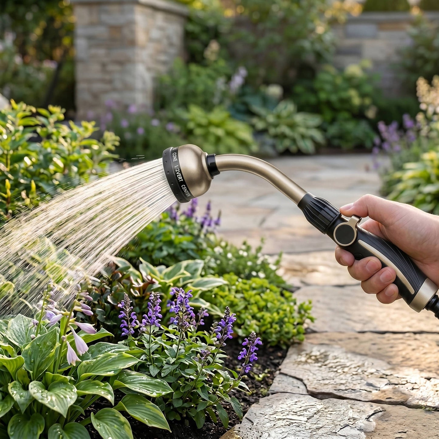 Metal Garden Hose Wand with 10 Spray Patterns and Rubber Grip Handle