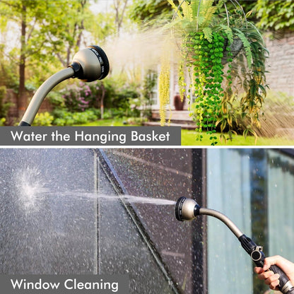 Metal Garden Hose Wand with 10 Spray Patterns and Rubber Grip Handle