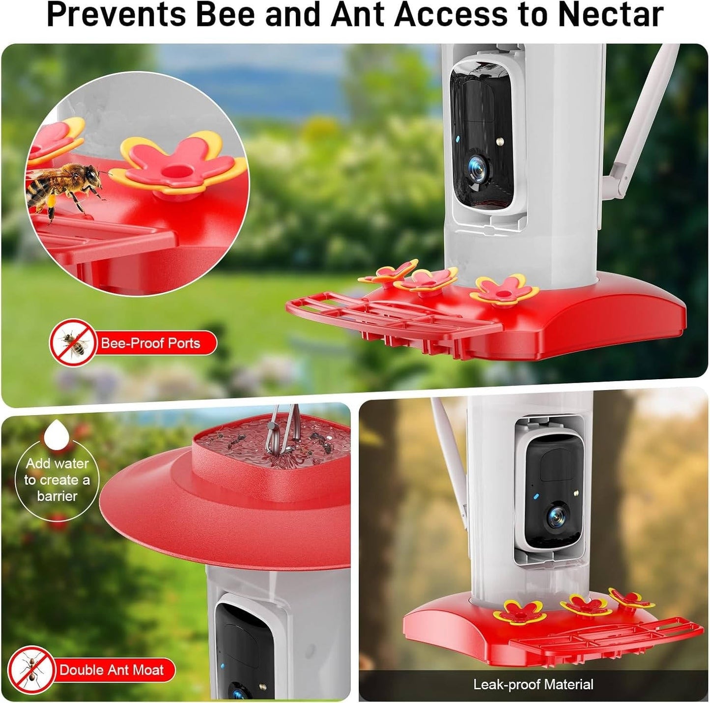 Solar Powered Hummingbird Feeder Camera with 2K Video and Wi Fi App Alerts