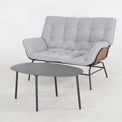 Sorella 4-Seater Outdoor Sofa Set in Gray with Coffee Table & End Table