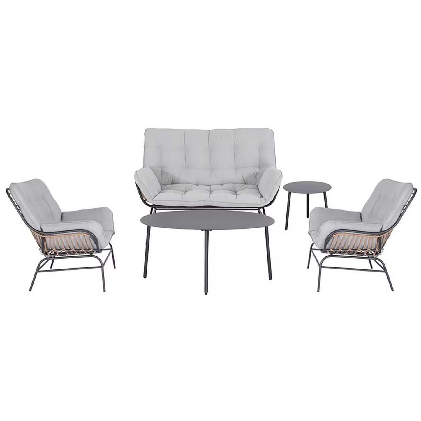 Sorella 4-Seater Outdoor Sofa Set in Gray with Coffee Table & End Table