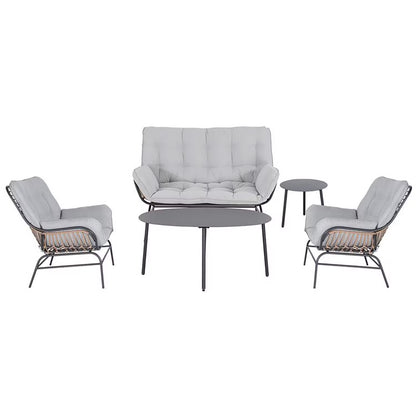 Sorella 4-Seater Outdoor Sofa Set in Gray with Coffee Table & End Table