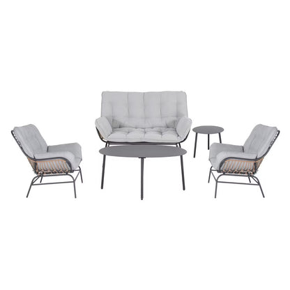 Sorella 4-Seater Outdoor Sofa Set in Gray with Coffee Table & End Table