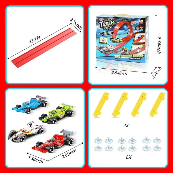 Bendable Race Track Set with Built In Lighting and Click Assembly System