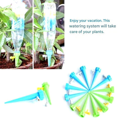 Automatic Plant Watering Spikes with Adjustable Valve for Standard Bottles, 12 Pack