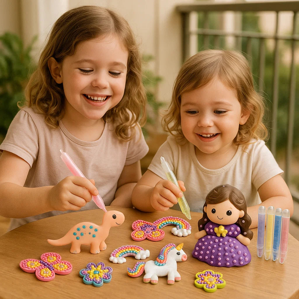 Kids Bead Art DIY Craft Set with Colorful Design Motifs
