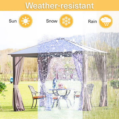 Trevana 3x3m Brown Outdoor Gazebo with Netting and Ceiling Hook