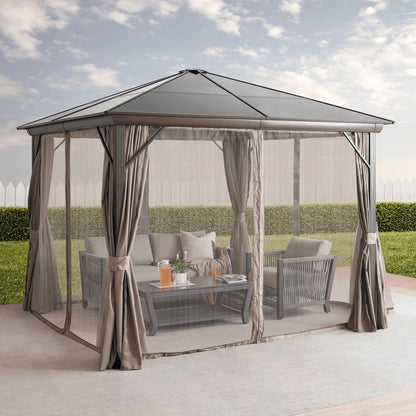 Trevana 3x3m Brown Outdoor Gazebo with Netting and Ceiling Hook