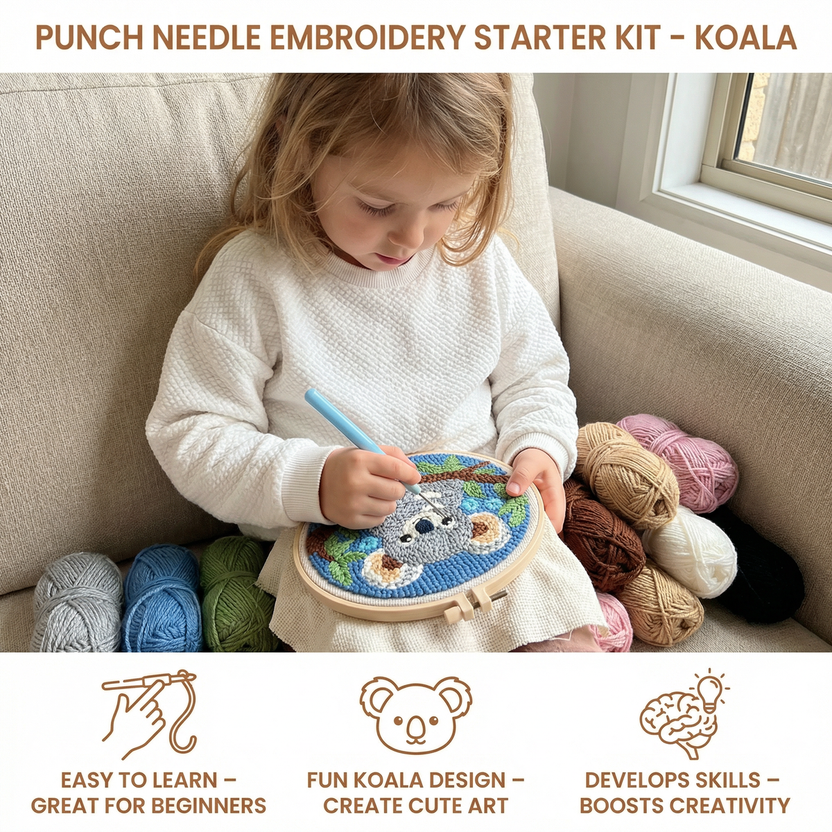 Punch Needle Starter Kit in 14 Animal and Character Designs for Beginner Craft Breaks