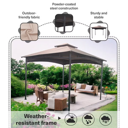 Valetta 3x3m Brown Outdoor Steel Gazebo, Weather Resistant Canopy