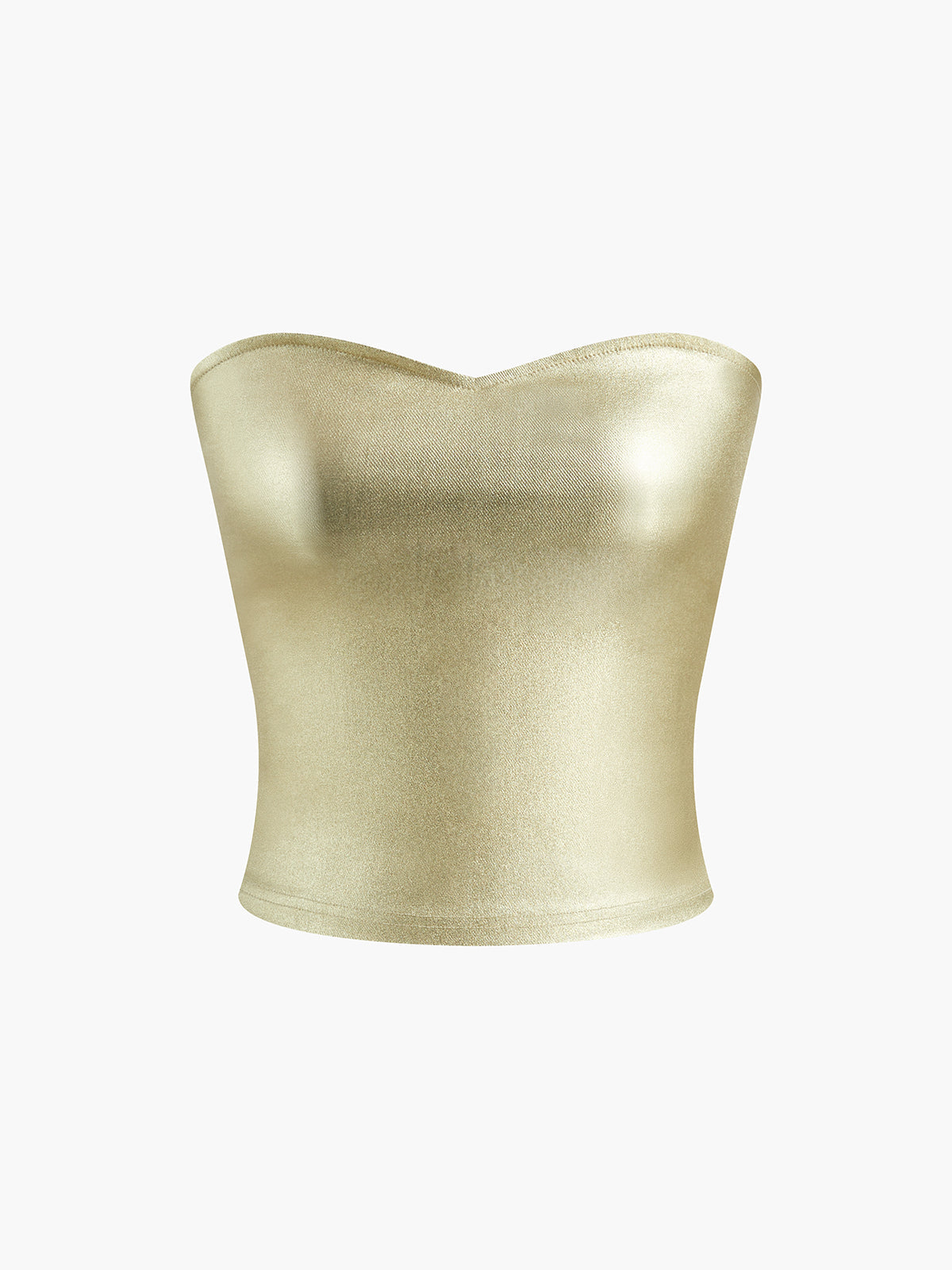 Strapless Tube Top with a Heart Shaped Neckline and Slight Stretch in 100 Percent Polyester in Gold or Silver