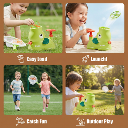 Foam Disc Launcher with Catching Net and Safety Glasses for Kids