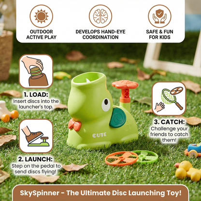 Foam Disc Launcher with Catching Net and Safety Glasses for Kids