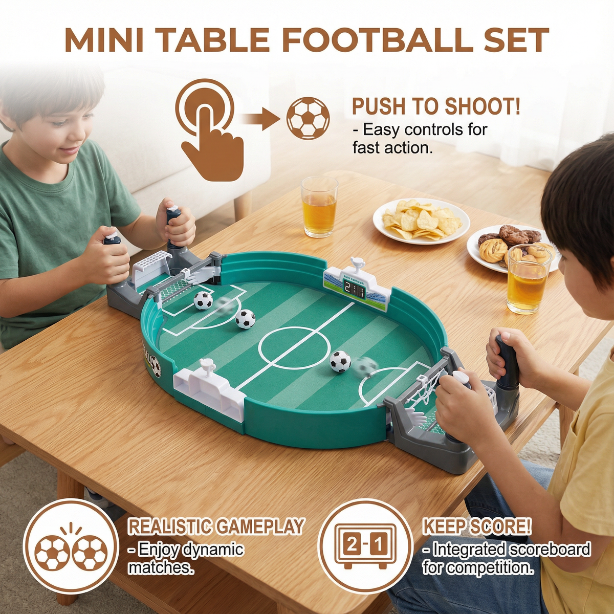 Mini Table Football Set with Scoreboard for Home Play