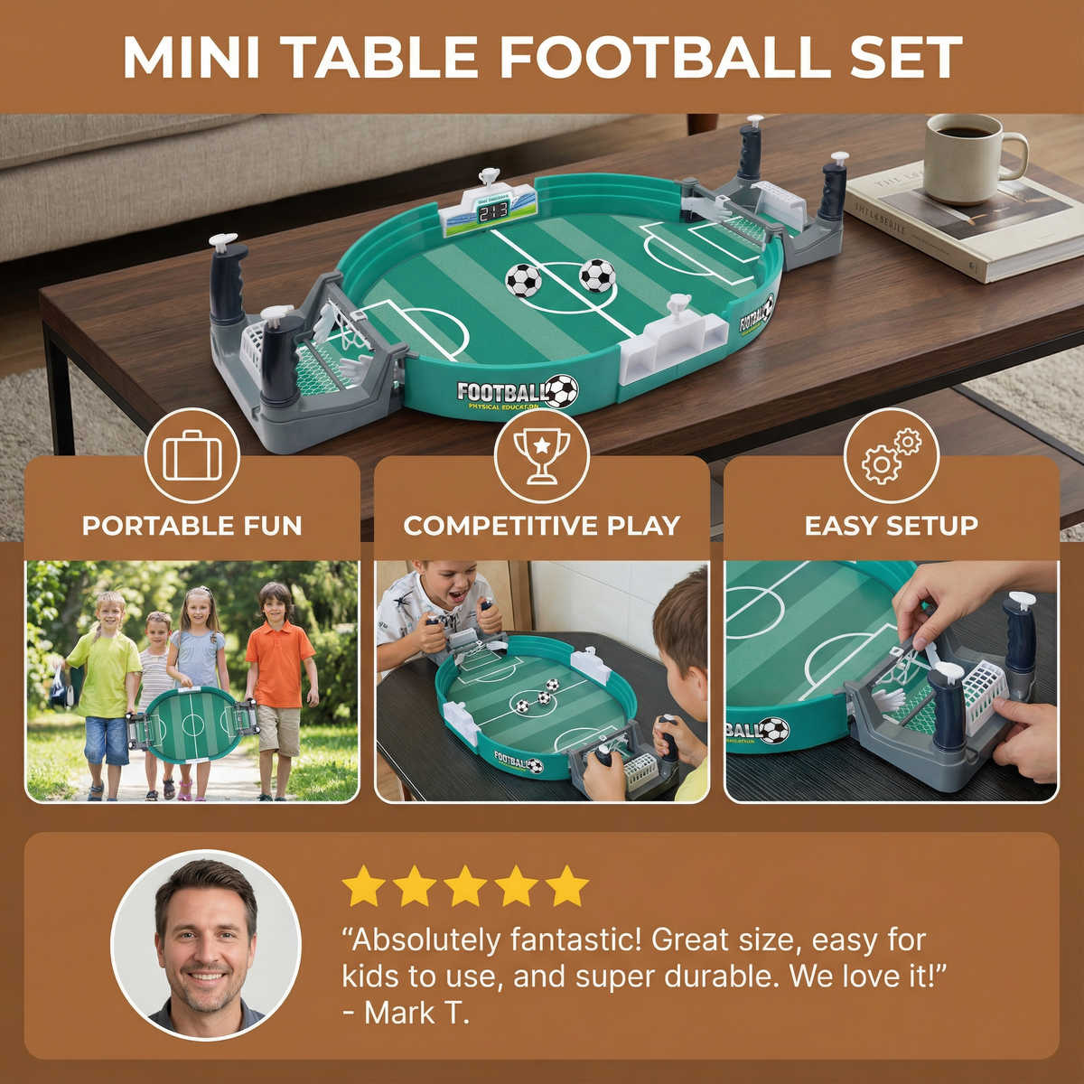Mini Table Football Set with Scoreboard for Home Play