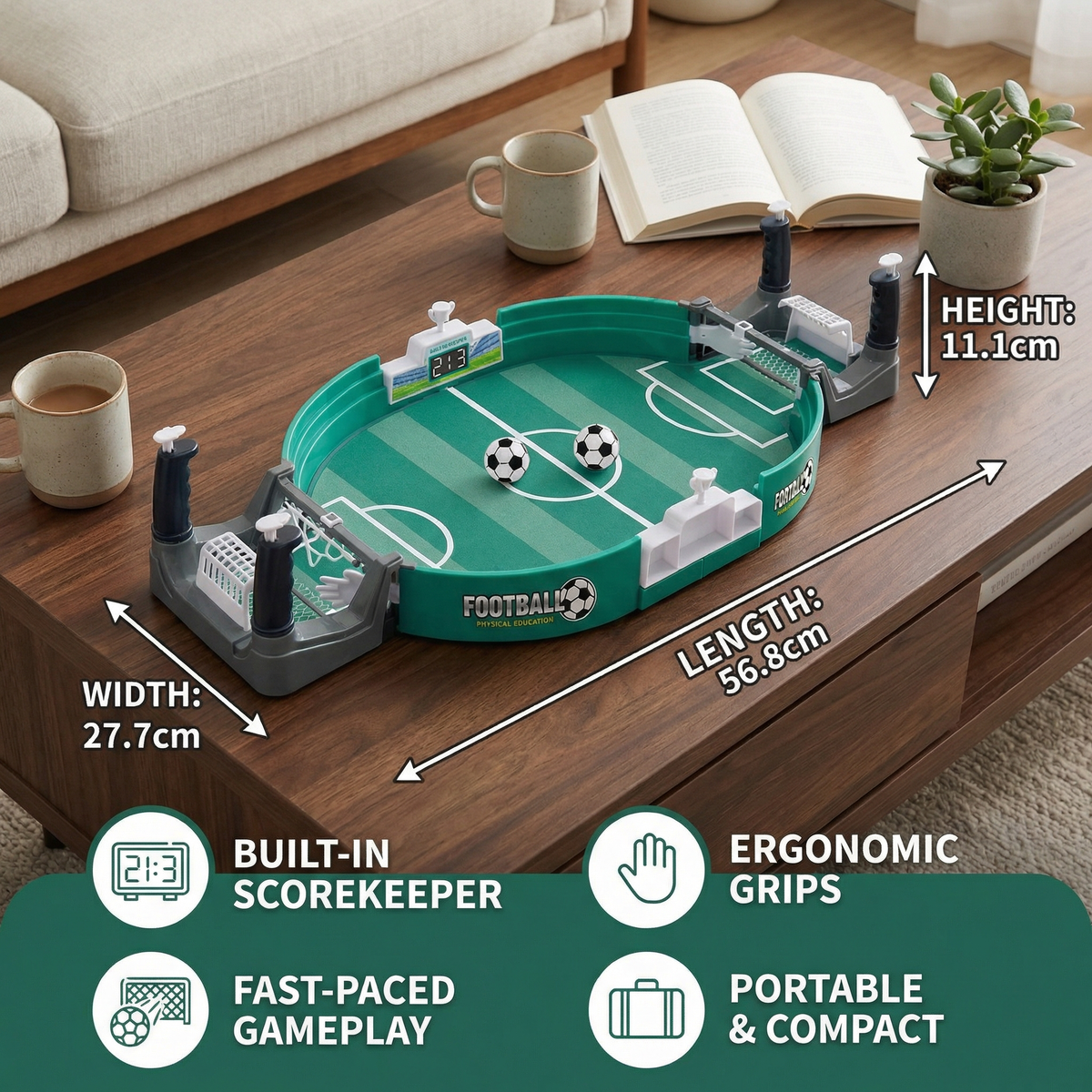 Mini Table Football Set with Scoreboard for Home Play