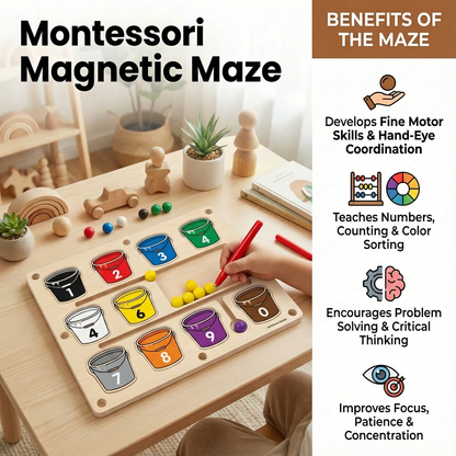 Montessori Magnetic Maze with Colorful Beads for Fine Motor Skills