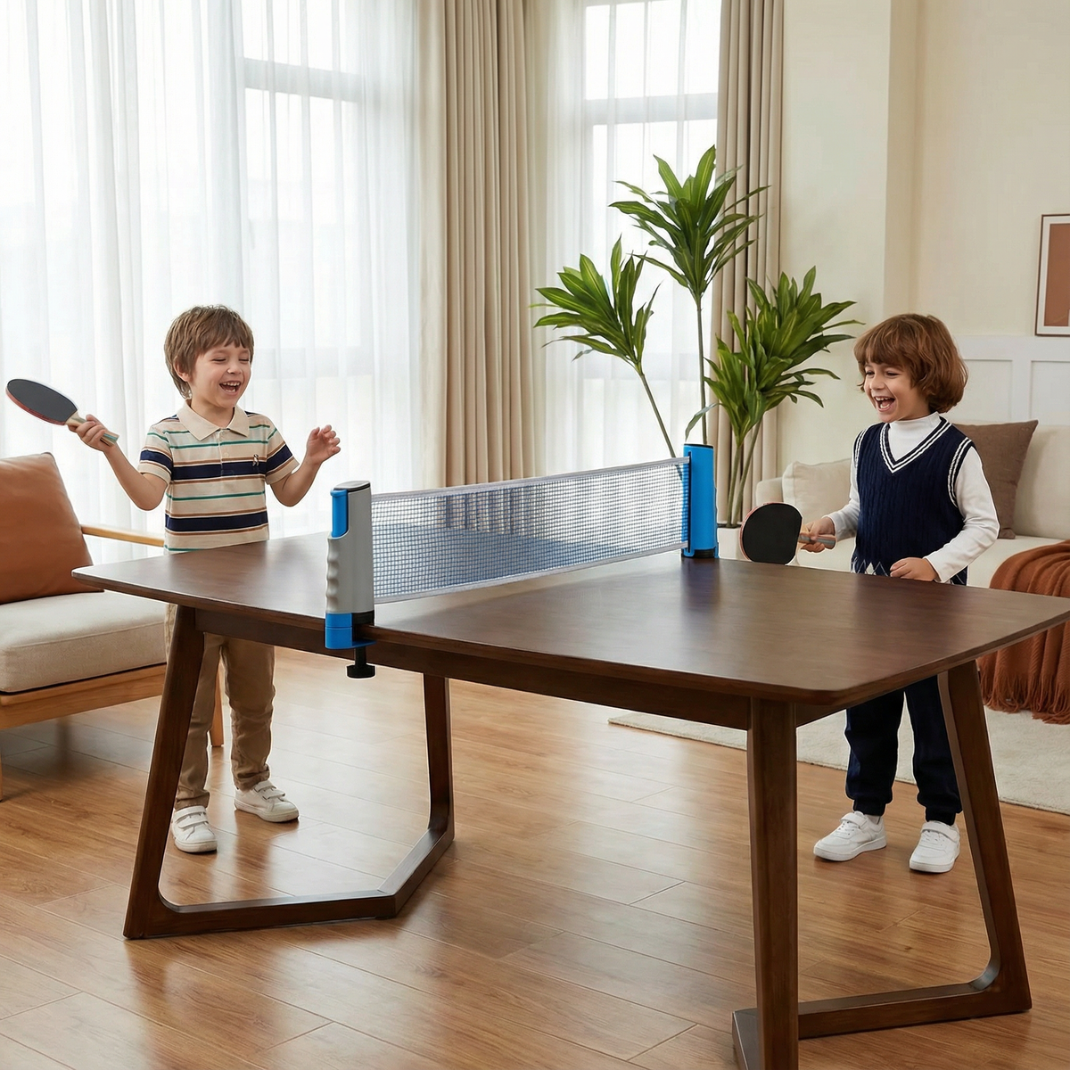 Adjustable Table Tennis Net That Clips Onto Almost Any Table in Four Colors