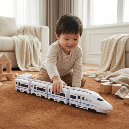 Colorful Chain Train Toy with Linkable Carriages in Sets of Three, Four, or Five