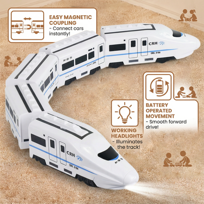 Colorful Chain Train Toy with Linkable Carriages in Sets of Three, Four, or Five
